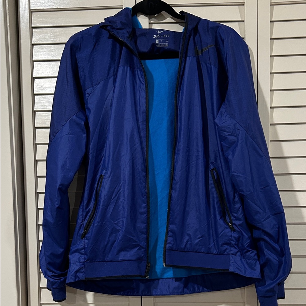 Nike Men's Blue Dri-FIT Hooded Windbreaker Jacket Size Small